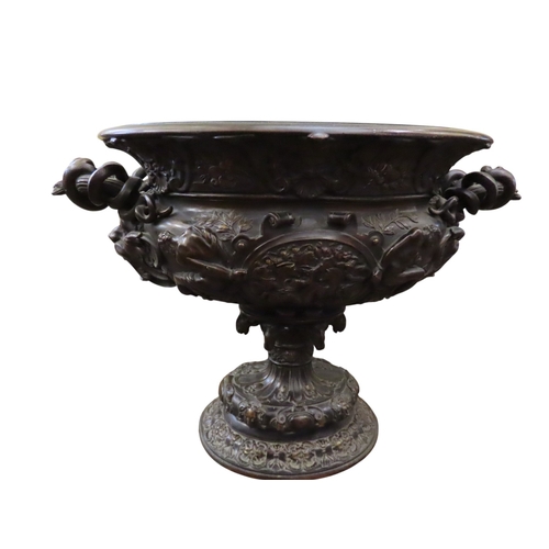 47 - An exceptional 19th century French bronze twin-handled wine cooler of monumental proportions, the ov... 