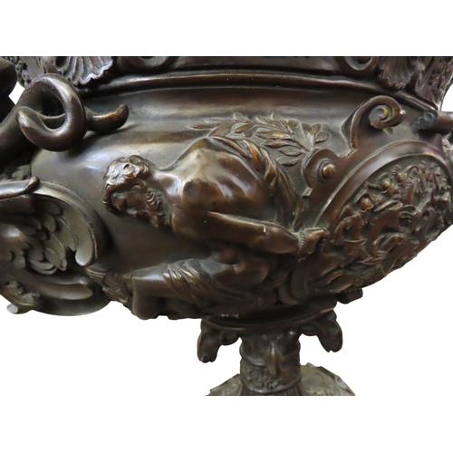 47 - An exceptional 19th century French bronze twin-handled wine cooler of monumental proportions, the ov... 