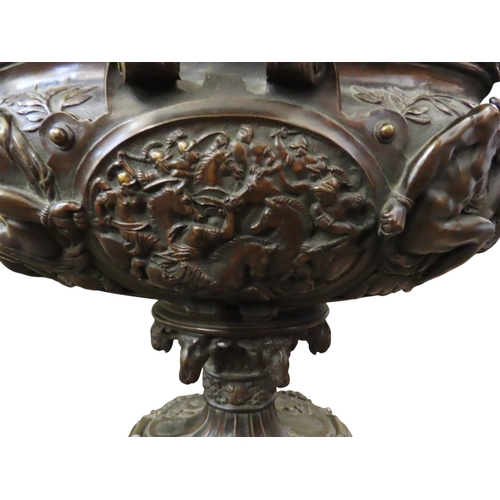 47 - An exceptional 19th century French bronze twin-handled wine cooler of monumental proportions, the ov... 