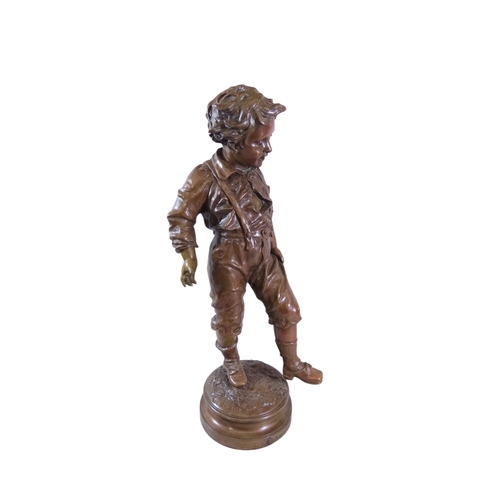 49 - Charles Anfrie (1833-1905) ‘La Premère Culottes’, a large bronze in the form of a young boy striding... 