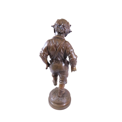 49 - Charles Anfrie (1833-1905) ‘La Premère Culottes’, a large bronze in the form of a young boy striding... 