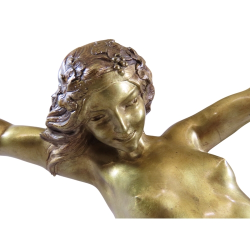 50 - Carl Binder (1881-1964) - large gilt bronze figure of a nude female dancer, in acrobatic pose, signe... 