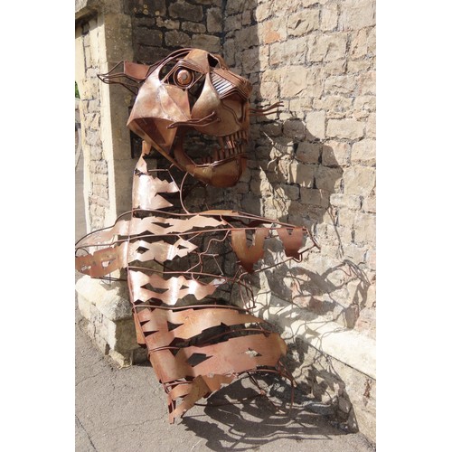 A large bespoke artisan fabricated sculpture of a tiger - provenance ( EX TIGER TIGER nightclub - Cardiff) approx 210cm high x 175cm x 60cm