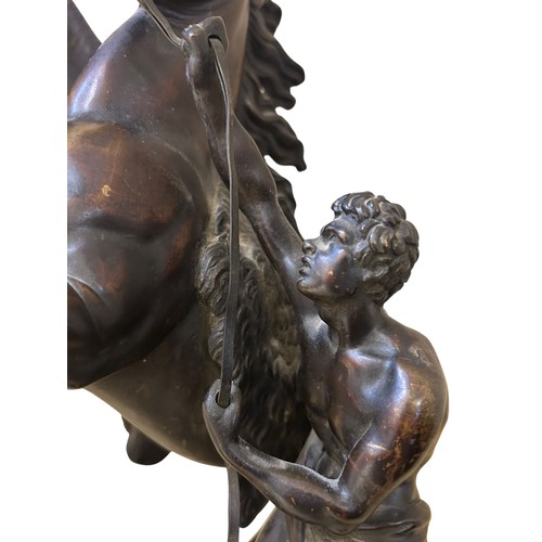 60 - After Guillaume Coustou (French, 1677-1746) a good pair of 19th century French patinated bronze mode... 