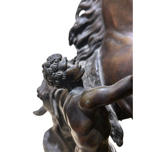 60 - After Guillaume Coustou (French, 1677-1746) a good pair of 19th century French patinated bronze mode... 