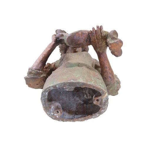 574 - A bronze statue by Tone Thiis Schjetne 1928-2015, female with turban hat, 42cm high