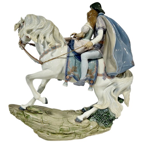 42 - A Lladro figure, fairy-tale equestrian group, number 5991, 'Love Story' with box, 36cm high
