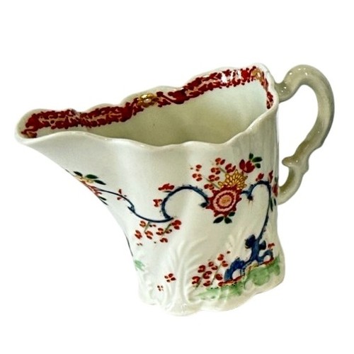 18 - Worcester Dr. Wall period cream jug and octagonal bowl, tea bowl and saucer, all in the two quail pa... 