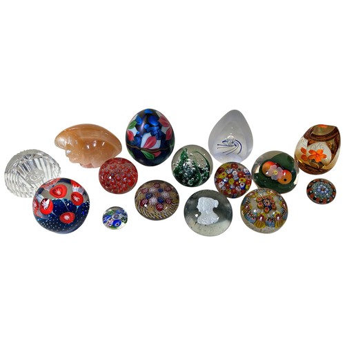 A quantity of paperweights to include millefiori examples, Caithness ...