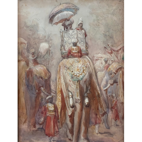 2470 - Henry Inglis Jodriel Sheldon-Williams (British, 1870-1940) - Lord and Lady on an Elephant, pencil an... 