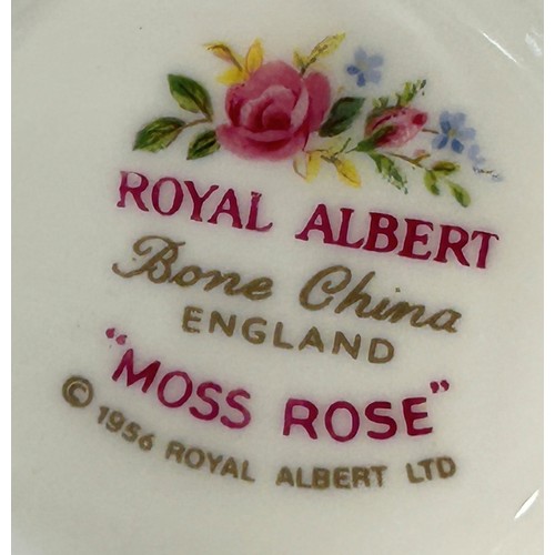 20A - A collection of Royal Albert Moss Rose pattern tea wares for six with additional cups
