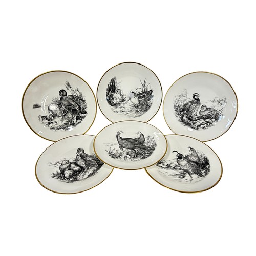 6 - A collection of six Boehm dinner plates with monochrome detail, The Game Bird series, together with ... 