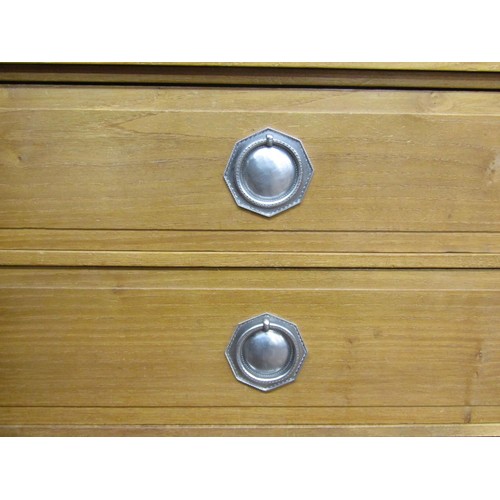 1523 - A fine quality Cotswold school fitted wardrobe in pale English walnut, the panelled frame enclosed b... 