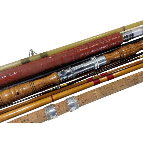 A bundle of antique split cane fishing rods