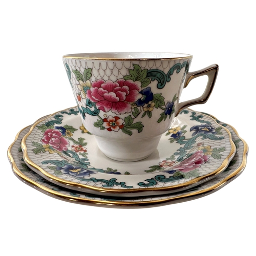 10 - A collection of Booths Flora Dora tea and coffee ware, with two pots, cups and saucers (two shapes)