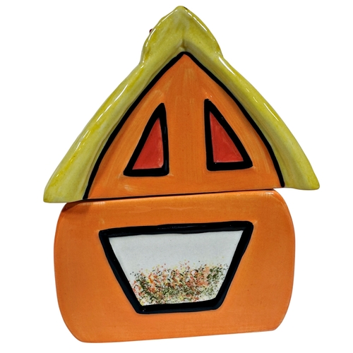 55 - Lorna Bailey Old Ellgreaves pottery, Limited Edition biscuit box in the form of a thatched cottage, ... 