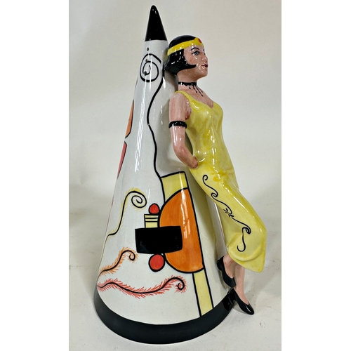 19 - Lorna Bailey Old Ellgreave pottery giant Art Deco lady sugar sifter, together with further teapot wi... 