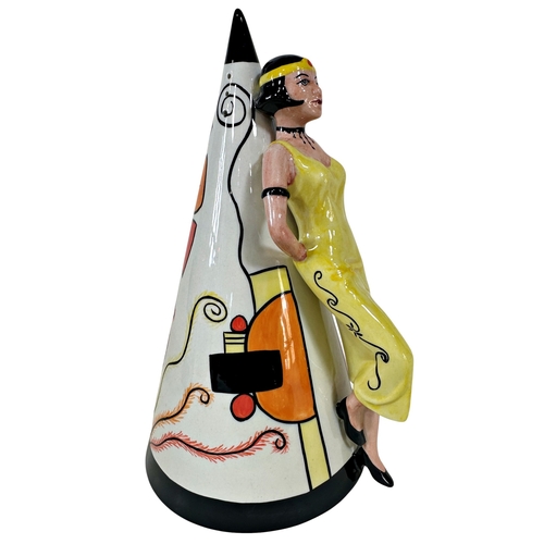 19 - Lorna Bailey Old Ellgreave pottery giant Art Deco lady sugar sifter, together with further teapot wi... 