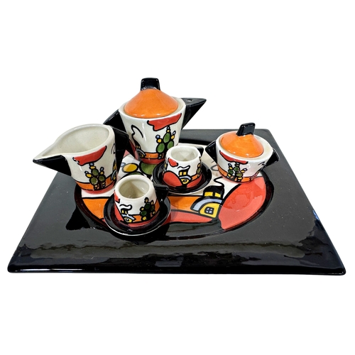 25 - Lorna Bailey Old Ellgreave pottery in the Marshland cottage colourway, comprising: oviform vase, fla... 