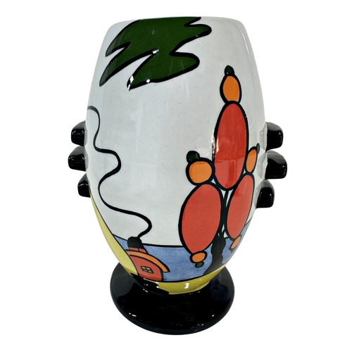 25 - Lorna Bailey Old Ellgreave pottery in the Marshland cottage colourway, comprising: oviform vase, fla... 