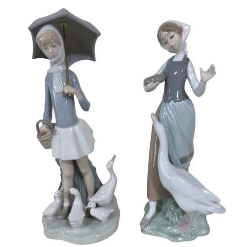 29 - Six pieces of Lladro ware, comprising: girls with geese, young romantic couple, etc (6)
