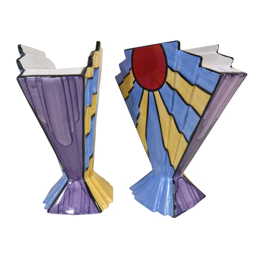 40 - A pair of Art Deco style vases by Brian Wood, 24cm high (2)