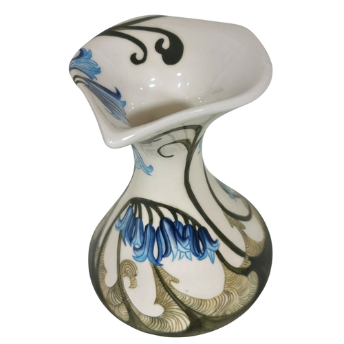 44 - A Black Ryden Art Deco style vase, with stylised bluebell decoration with box and tag, 19cm high