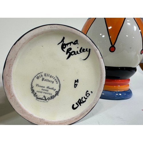 33 - Lorna Baily Old Ellgreave pottery Circus pattern ware, comprising: conical shaped sugar caster and t... 