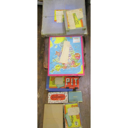 808 - Collection of vintage toys including Bayko, playing cards, shire puzzle, solitaire board with polish... 
