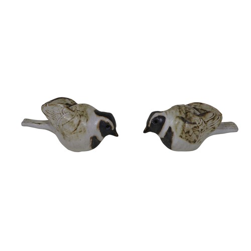 15 - Three pairs of studio pottery birds, of naturalistic form, 25cm in length maximum (6)