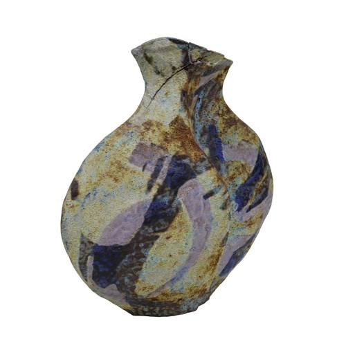 24 - Two 20th century studio pottery volcanic glaze vases, both with potters stamp to base, tallest 56cm,... 