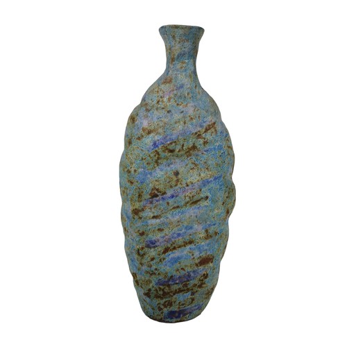 24 - Two 20th century studio pottery volcanic glaze vases, both with potters stamp to base, tallest 56cm,... 