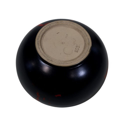 44 - A Doulton flambe rouge et noir, no: 1605, 10cm, together with a similar Doulton bowl