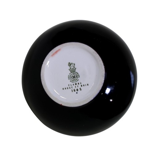 44 - A Doulton flambe rouge et noir, no: 1605, 10cm, together with a similar Doulton bowl