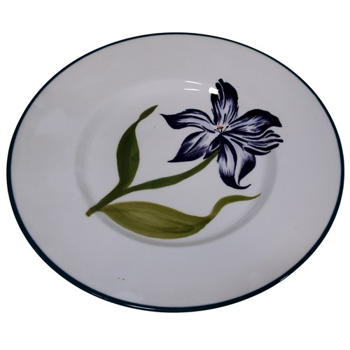 33 - Two sets of four Italian plates, Villa Fiori, each decorated with painted floral detail, 26.7cm diam... 
