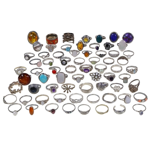 An interesting and wide ranging collection of mostly sliver rings to ...