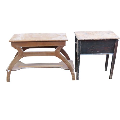 A Victorian pine box stool with rising lid and a further Victorian ...