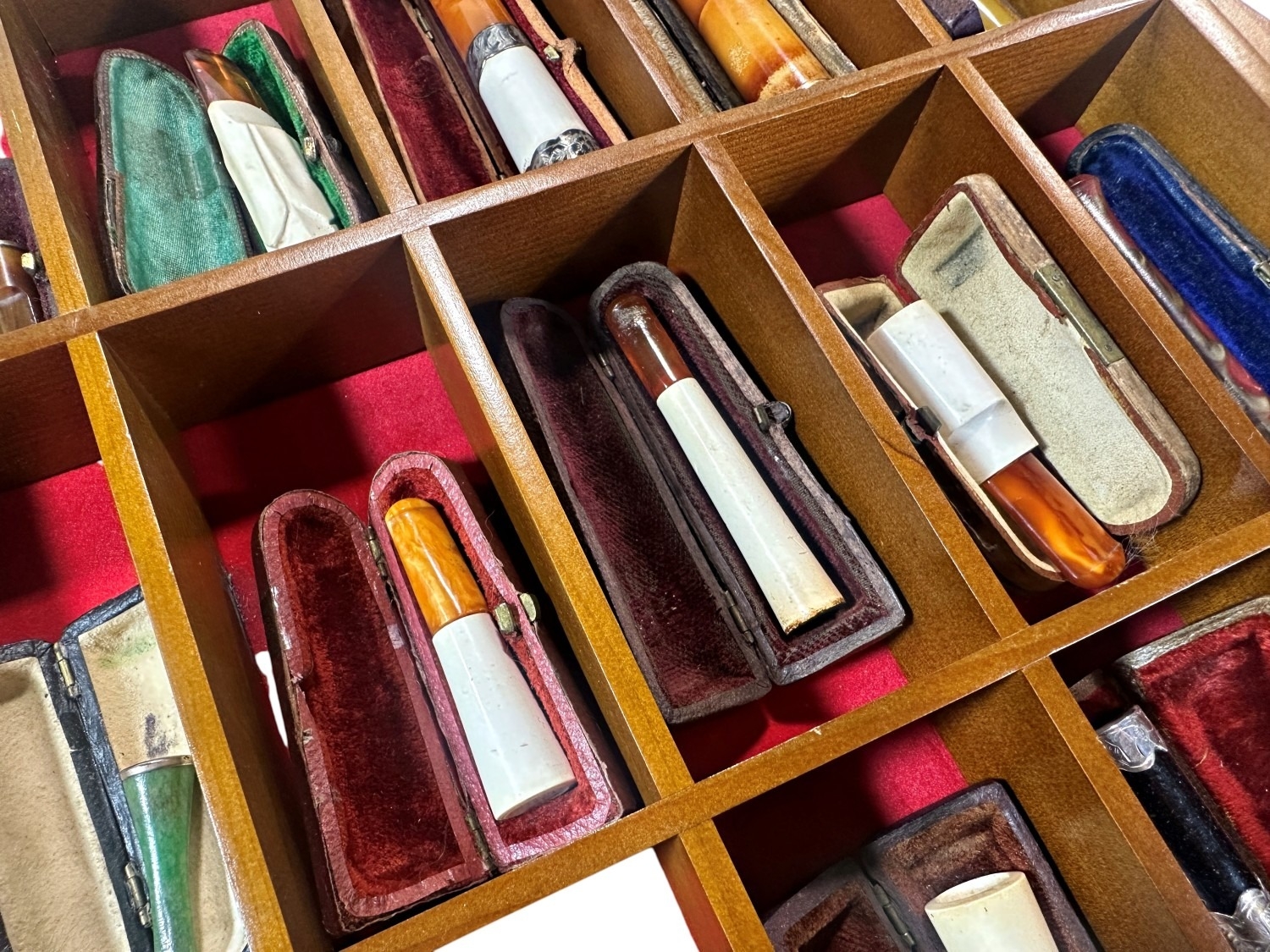 A collection of fifteen various antique cheroot holders to include ...