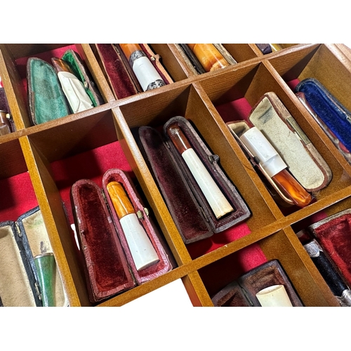 A collection of fifteen various antique cheroot holders to include ...