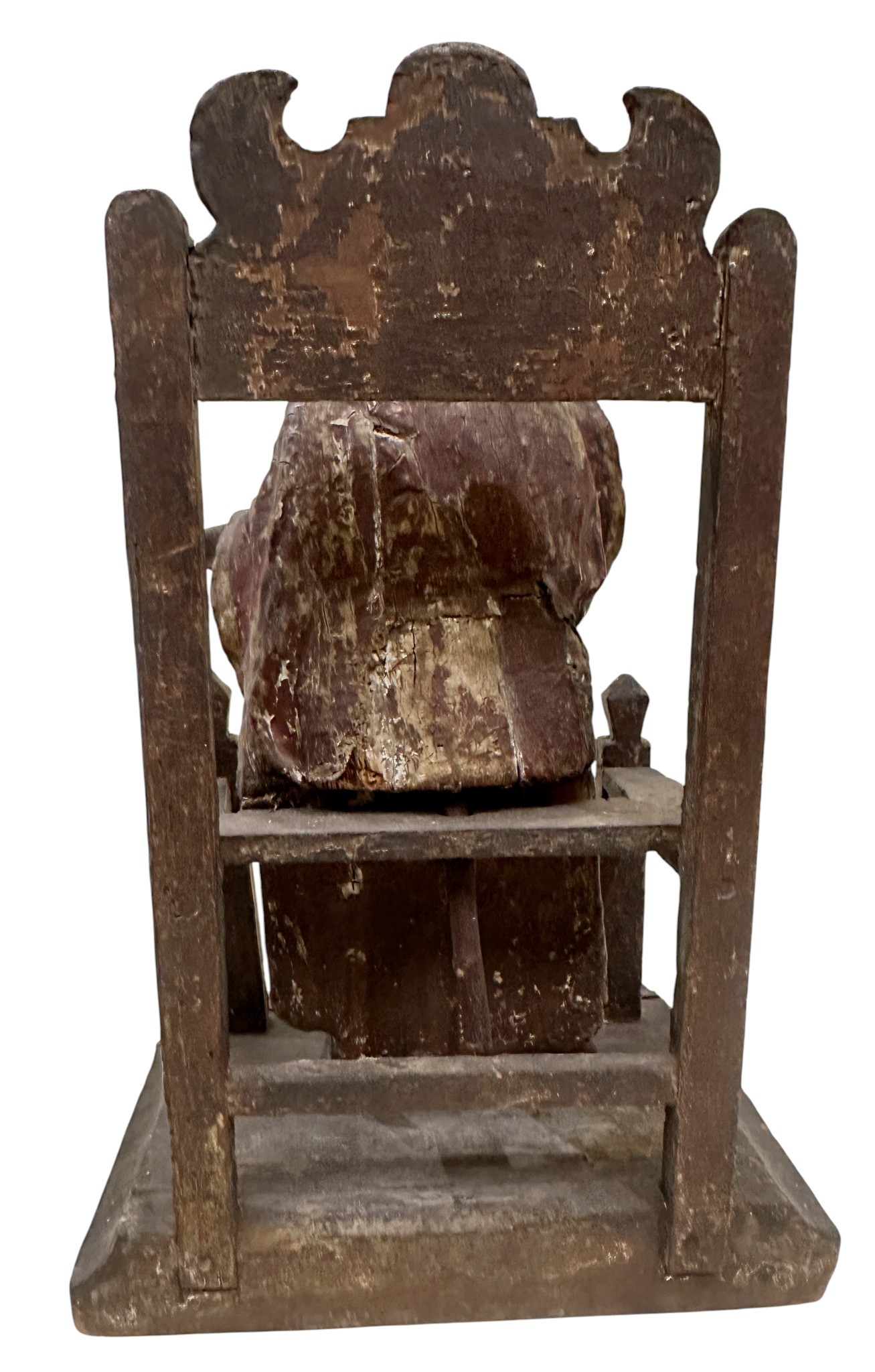 A large early carved wood and polychrome painted alter model of Christ ...