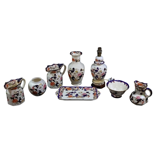 243 - A collection of Mason Mandalay Ware including graduated jugs, table lamp etc (8)