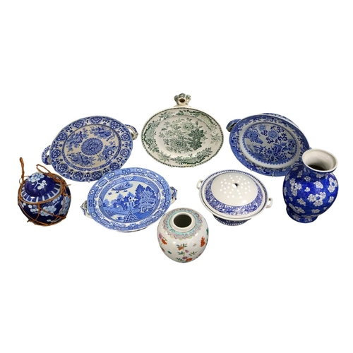 252 - 4 x 19th C Chaffing dishes by Spode, Copeland & Garrett together with 2 ginger jars etc