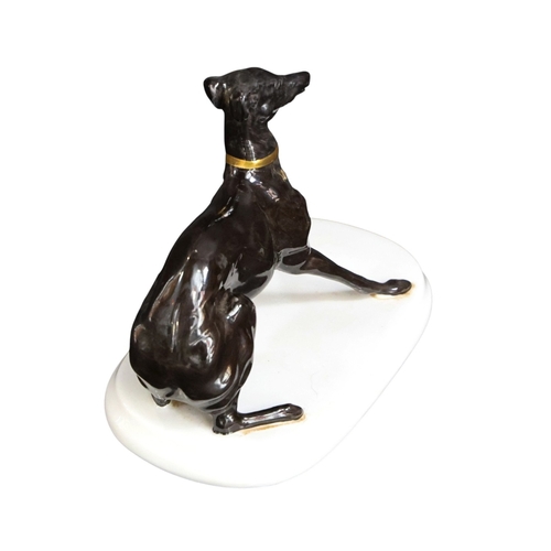 256 - ceramic model of a lively whippet by Michael Sutty 12cm High