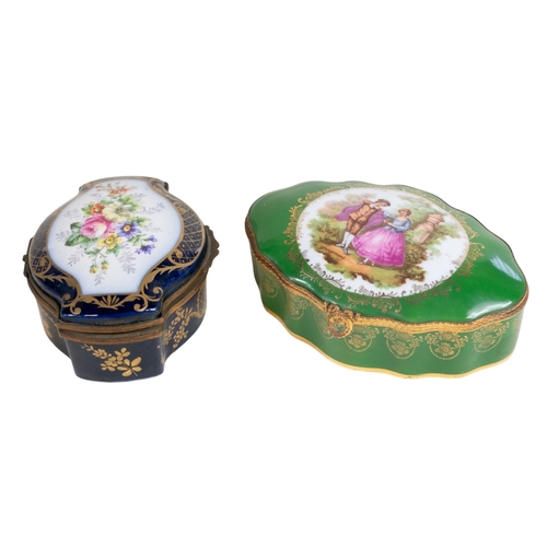 A collection of 9 various porcelain trinket boxes, English & European ...