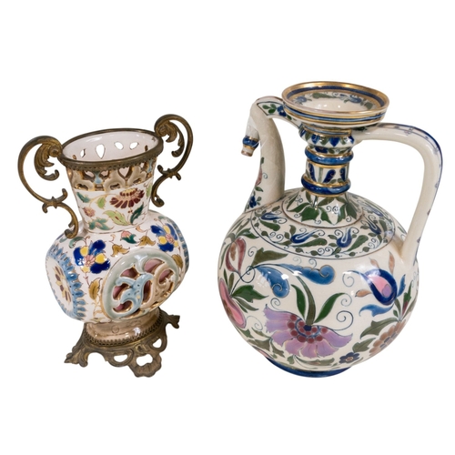 126 - A Berlin stoneware stein in the form of a Monk, further tin glazed jug with pewter cover and 2 x Zso... 