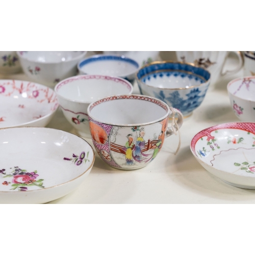 127 - A large collection of late 18th c / early 19th C tea bowls & saucers, various designs principally fl... 
