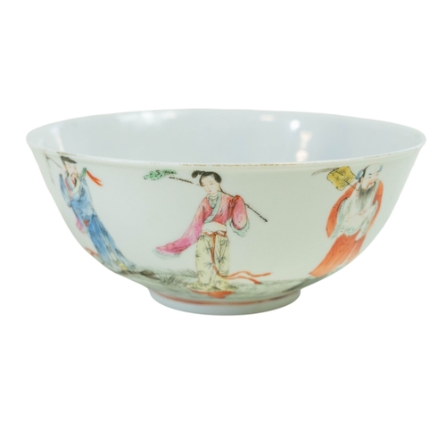 172 - A small collection of Chinese bowls with character, dragon, blossom and other decoration  - 16cm dia... 