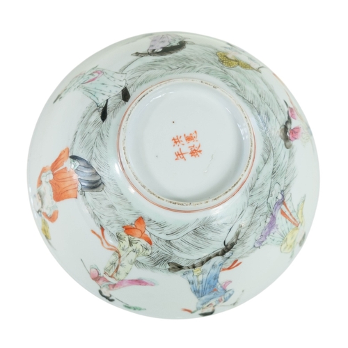 172 - A small collection of Chinese bowls with character, dragon, blossom and other decoration  - 16cm dia... 