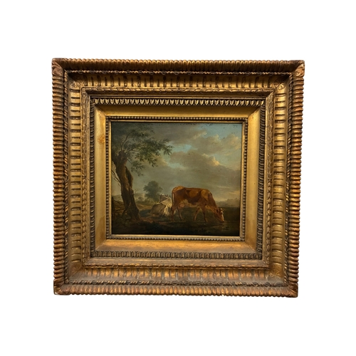 10 - Johannes Janson (1729-1784) - Cows resting under a willow tree (1776), oil on panel, signed and date... 