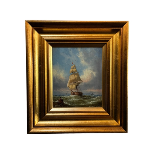 56 - Callow, 19th Century - Ship at full sail, oil on board, signed 'Callow', probably by John Callow (18... 